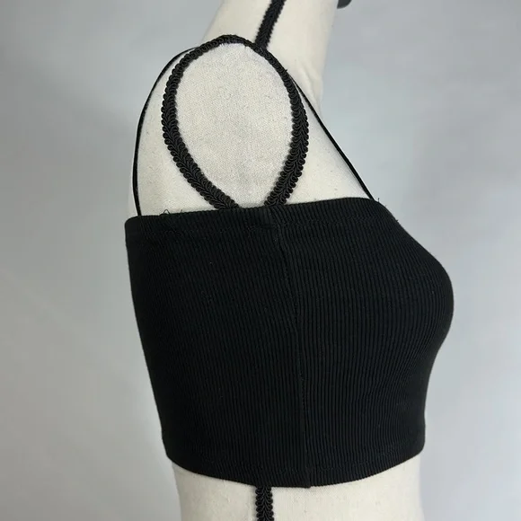 Zara crop tube top with elastic string straps - size M - Picture 2 of 4